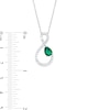 Pear-Shaped Lab-Created Emerald and White Lab-Created Sapphire Loop Infinity Pendant in Sterling Silver
