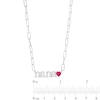 White Lab-Created Sapphire and Heart-Shaped Lab-Created Ruby "nana" Paper Clip Chain Necklace in Sterling Silver