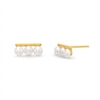 3.0mm Button Freshwater Cultured Pearl Bar Stud Earrings in 10K Gold