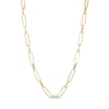 Thumbnail Image 1 of 0.25 CT. T.W. Diamond Paper Clip Chain Necklace in 18K Two-Tone Gold - 17.5"
