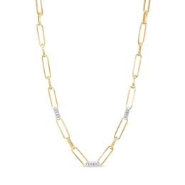 0.25 CT. T.W. Diamond Paper Clip Chain Necklace in 18K Two-Tone Gold - 17.5"