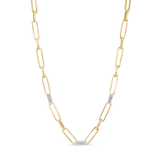 0.25 CT. T.W. Diamond Paper Clip Chain Necklace in 18K Two-Tone Gold - 17.5"
