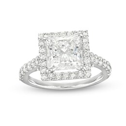 3.75 CT. T.W. Princess-Cut Certified Lab-Created Diamond Square Frame Engagement Ring in 14K White Gold (F/SI2)