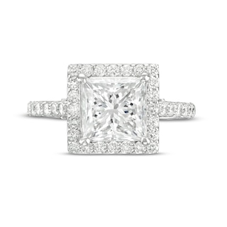 3.75 CT. T.W. Princess-Cut Certified Lab-Created Diamond Square Frame Engagement Ring in 14K White Gold (F/SI2)
