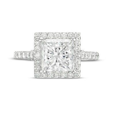 3.75 CT. T.W. Princess-Cut Certified Lab-Created Diamond Square Frame Engagement Ring in 14K White Gold (F/SI2)