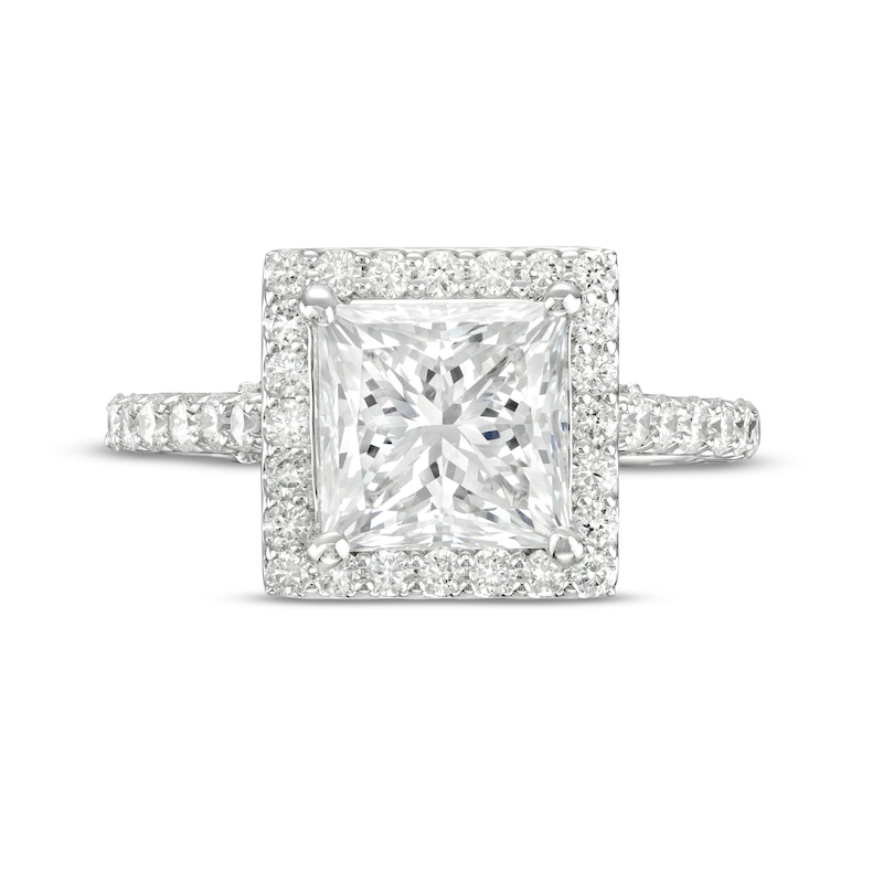 3.75 CT. T.W. Princess-Cut Certified Lab-Created Diamond Square Frame Engagement Ring in 14K White Gold (F/SI2)