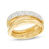 Thumbnail Image 0 of Italian Gold 0.30 CT. T.W. Diamond Layered Overlay Ring in 18K Gold - Size 7