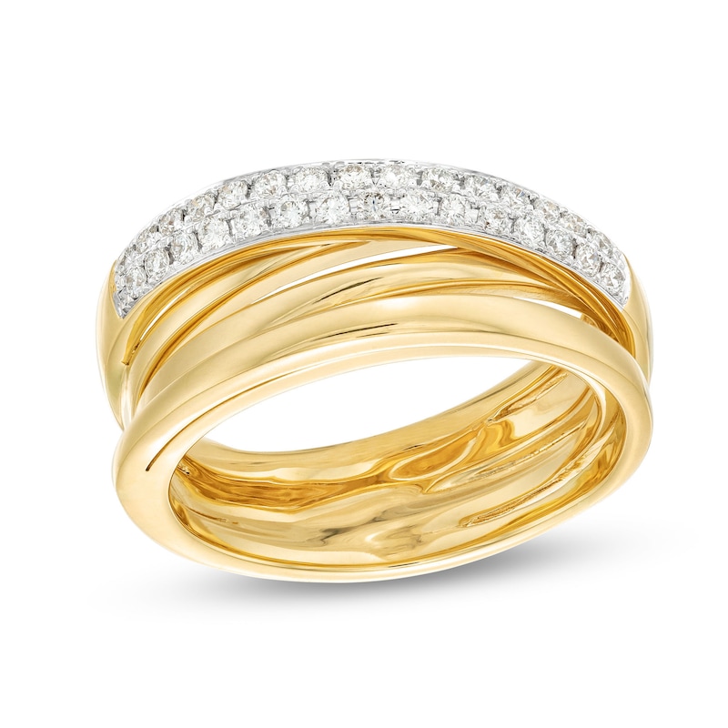 Italian Gold 0.30 CT. T.W. Diamond Layered Overlay Ring in 18K Gold - Size 7|Peoples Jewellers