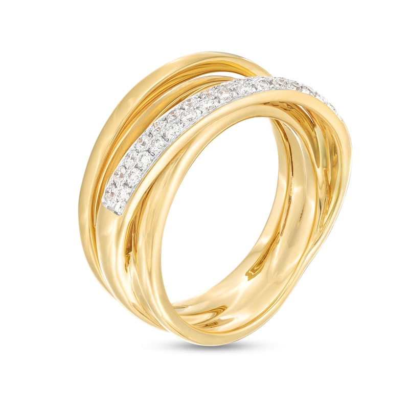 Main Image 3 of 0.30 CT. T.W. Diamond Layered Overlay Ring in 18K Gold - Size 7