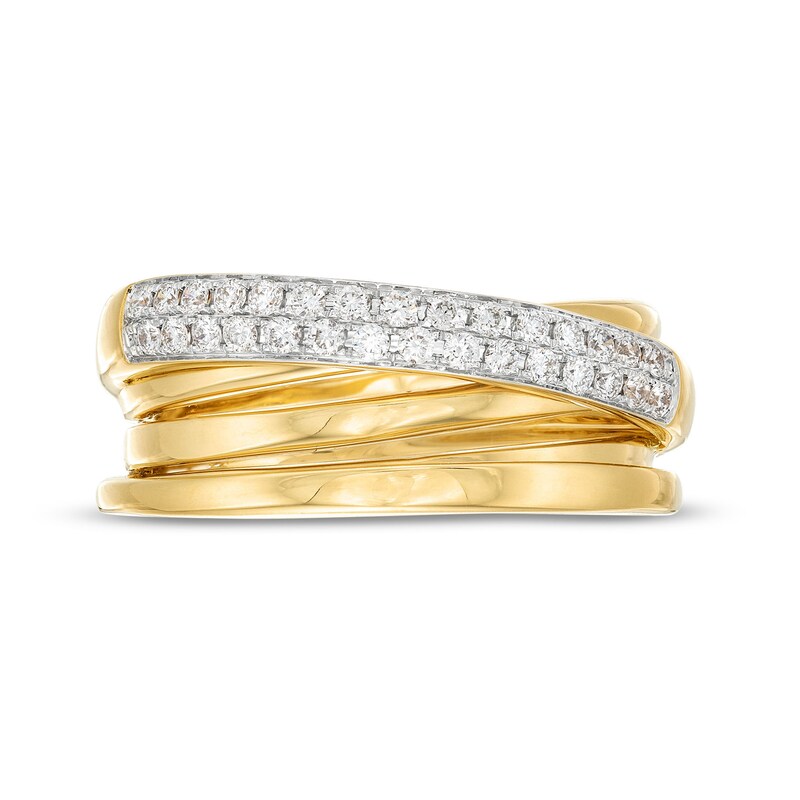 Main Image 4 of 0.30 CT. T.W. Diamond Layered Overlay Ring in 18K Gold - Size 7