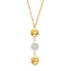 Thumbnail Image 0 of Italian Gold 0.20 CT. T.W. Multi-Diamond and Bead Station Dangle Necklace in 18K Two-Tone Gold - 17"