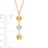 Thumbnail Image 3 of Italian Gold 0.20 CT. T.W. Multi-Diamond and Bead Station Dangle Necklace in 18K Two-Tone Gold - 17"