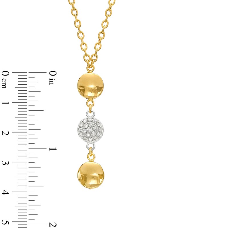 Main Image 4 of 0.20 CT. T.W. Multi-Diamond and Bead Station Dangle Necklace in 18K Two-Tone Gold - 17"