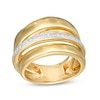 Thumbnail Image 0 of Italian Gold 0.14 CT. T.W. Diamond Layered Multi-Row Ring in 18K Gold