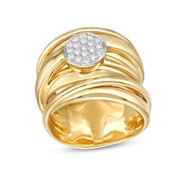 Italian Gold 0.20 CT. T.W. Multi-Diamond Layered Multi-Row Ring in 18K Gold