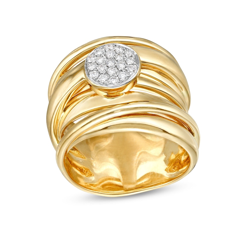 0.20 CT. T.W. Multi-Diamond Layered Multi-Row Ring in 18K Gold