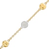 Thumbnail Image 0 of Italian Gold 0.20 CT. T.W. Multi-Diamond and Bead Station Bracelet in 18K Two-Tone Gold - 7.5"