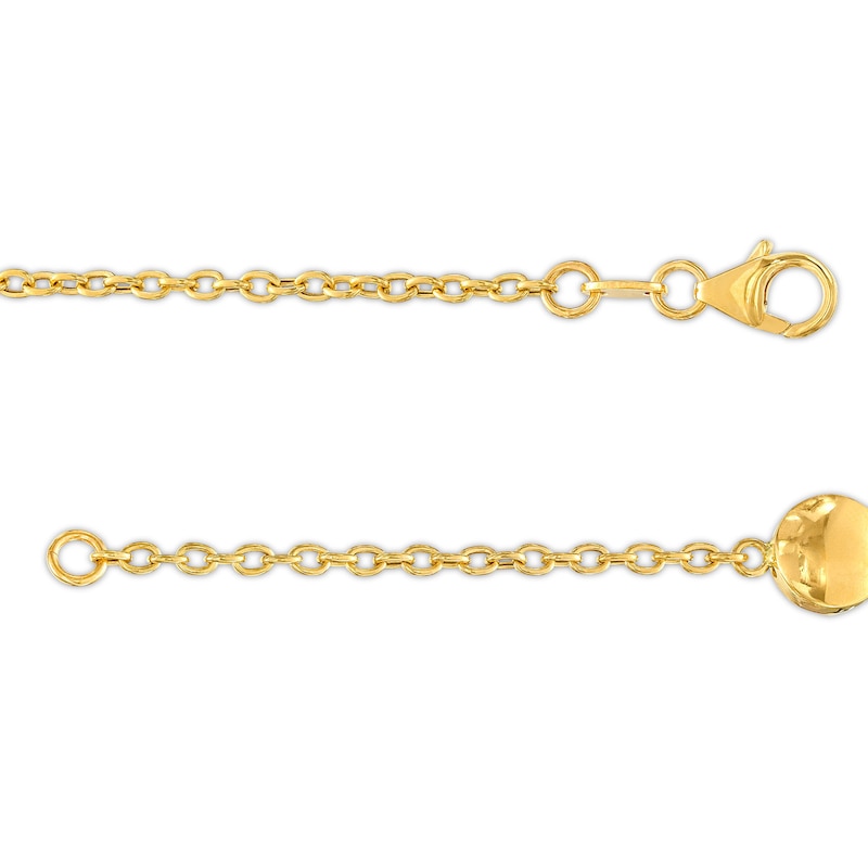 Italian Gold 0.20 CT. T.W. Multi-Diamond and Bead Station Bracelet in 18K Two-Tone Gold - 7.5"