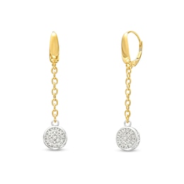 Italian Gold 0.40 CT. T.W. Multi-Diamond Rolo Chain Drop Earrings in 18K Two-Tone Gold