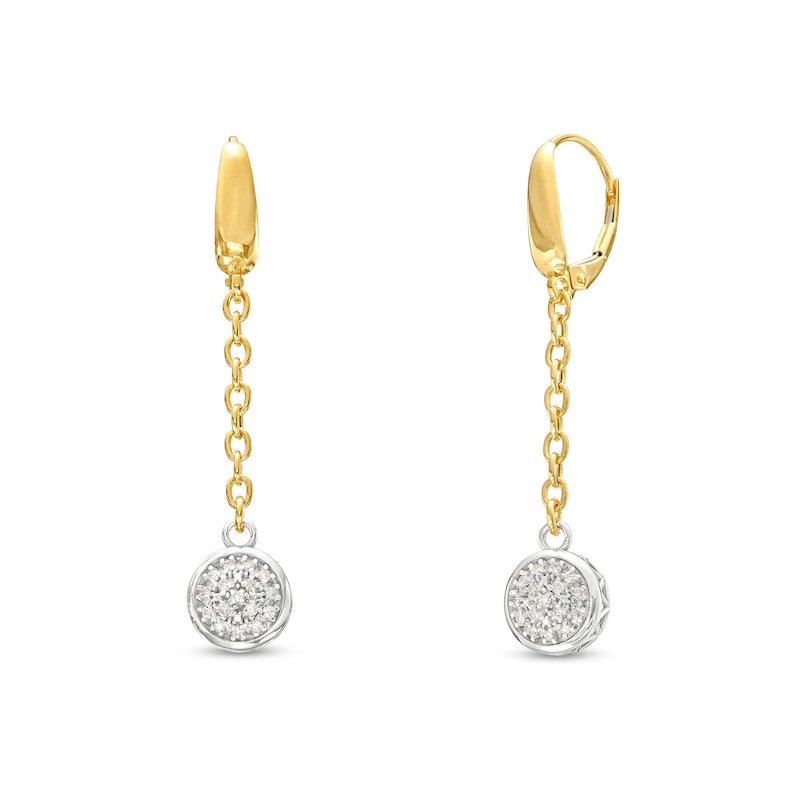 Main Image 1 of 0.40 CT. T.W. Multi-Diamond Rolo Chain Drop Earrings in 18K Two-Tone Gold