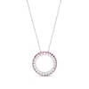 White Lab-Created Sapphire and Lab-Created Ruby Double Row Circle Pendant in Sterling Silver