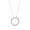 Thumbnail Image 0 of White Lab-Created Sapphire and Lab-Created Ruby Double Row Circle Pendant in Sterling Silver