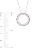 Thumbnail Image 2 of White Lab-Created Sapphire and Lab-Created Ruby Double Row Circle Pendant in Sterling Silver