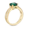 Thumbnail Image 3 of 7.0mm Asscher-Cut Lab-Created Emerald and White Lab-Created Sapphire Edge Ring in 10K Gold