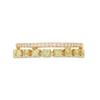 Peridot and White Lab-Created Sapphire Split Double Row Ring in 10K Gold