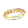 Thumbnail Image 0 of Citrine and White Lab-Created Sapphire Split Double Row Band in 10K Gold