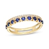 Thumbnail Image 0 of Blue and White Lab-Created Sapphire Split Double Row Band in 10K Gold