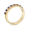 Thumbnail Image 2 of Blue and White Lab-Created Sapphire Split Double Row Band in 10K Gold