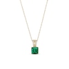 Thumbnail Image 1 of 7.0mm Asscher-Cut Lab-Created Emerald and White Lab-Created Sapphire "V" Pendant in 10K Gold