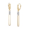 Thumbnail Image 1 of 0.04 CT. T.W. Diamond Paper Clip Drop Earrings in 14K Two-Tone Gold
