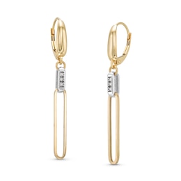 0.04 CT. T.W. Diamond Paper Clip Drop Earrings in 14K Two-Tone Gold