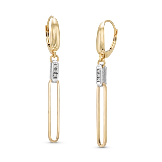 0.04 CT. T.W. Diamond Paper Clip Drop Earrings in 14K Two-Tone Gold