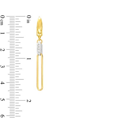 0.04 CT. T.W. Diamond Paper Clip Drop Earrings in 14K Two-Tone Gold
