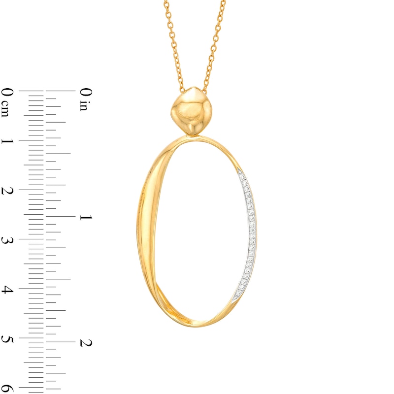 0.085 CT. T.W. Diamond Oval Pendant in 18K Gold