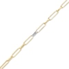 Thumbnail Image 1 of 0.25 CT. T.W. Diamond Paper Clip Chain Bracelet in 18K Two-Tone Gold - 7.5"