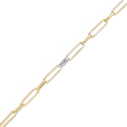 Italian Gold 0.25 CT. T.W. Diamond Paper Clip Chain Bracelet in 18K Two-Tone Gold - 7.5&quot;