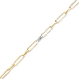 0.25 CT. T.W. Diamond Paper Clip Chain Bracelet in 18K Two-Tone Gold - 7.5"
