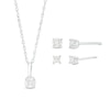 Thumbnail Image 1 of 0.45 CT. T.W. Princess-Cut and Round Diamond Solitaire Pendant and Earrings Set in 10K White Gold (J/I3)