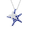 Thumbnail Image 1 of Blue and White Lab-Created Sapphire Motherly Love Starfish Pendant in Sterling Silver