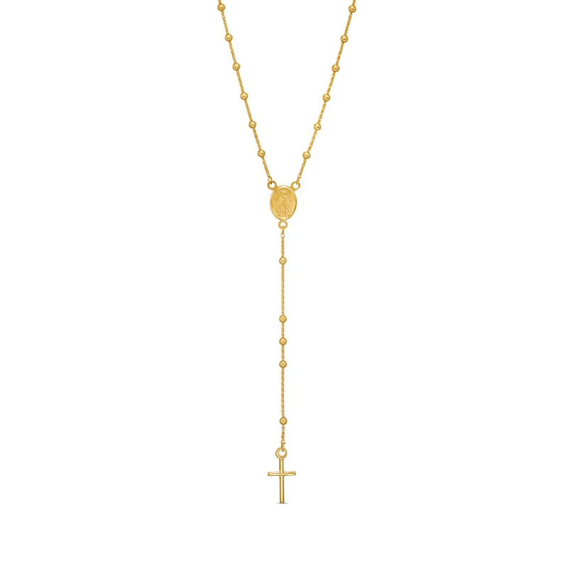 Italian Gold Brilliance Bead Rosary Necklace in 14K Gold