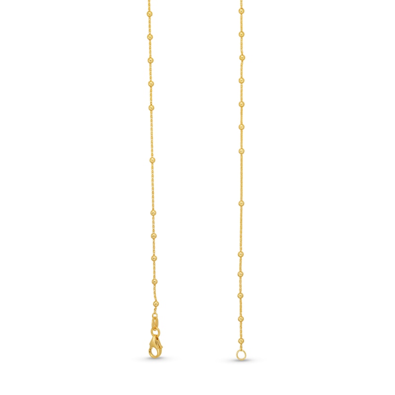 Italian Gold Brilliance Bead Rosary Necklace in 14K Gold