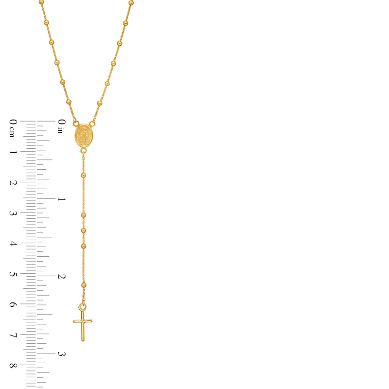 Italian Gold Brilliance Bead Rosary Necklace in 14K Gold