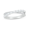 Thumbnail Image 1 of Baguette and Round White Lab-Created Sapphire Orbit Ring in 10K White Gold