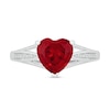 Thumbnail Image 1 of 8.0mm Heart-Shaped Lab-Created Ruby and 0.04 CT. T.W. Diamond Tapered Split Shank Ring in 10K White Gold