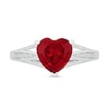 8.0mm Heart-Shaped Lab-Created Ruby and 0.04 CT. T.W. Diamond Tapered Split Shank Ring in 10K White Gold
