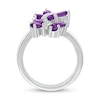 Thumbnail Image 2 of Marquise and Pear-Shaped Amethyst with Diamond Accent Double Butterfly Bypass Wrap Ring in Sterling Silver